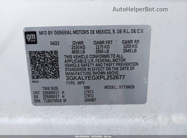 3GKALYEGXPL252677 2023 GMC TERRAIN Белый Вид подкапотного пространства