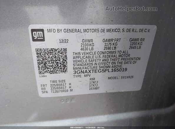 3GNAXTEG5PL165019 2023 CHEVROLET EQUINOX Серый Вид подкапотного пространства