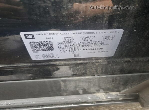 3GNKBCR40MS541579 2021 CHEVROLET BLAZER Black VIN կոդի պիտակի տեսք
