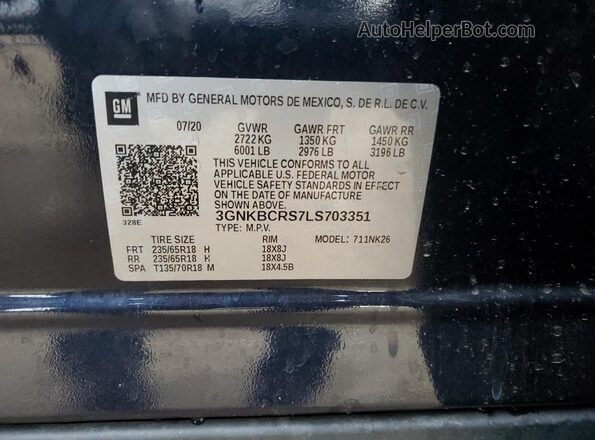 3GNKBCRS7LS703351 2020 CHEVROLET BLAZER Черный Вид наклейки с VIN-кодом