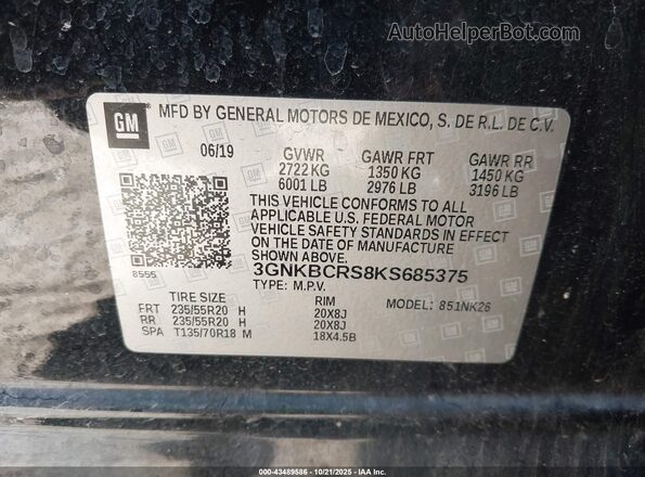 3GNKBCRS8KS685375 2019 CHEVROLET BLAZER Black 