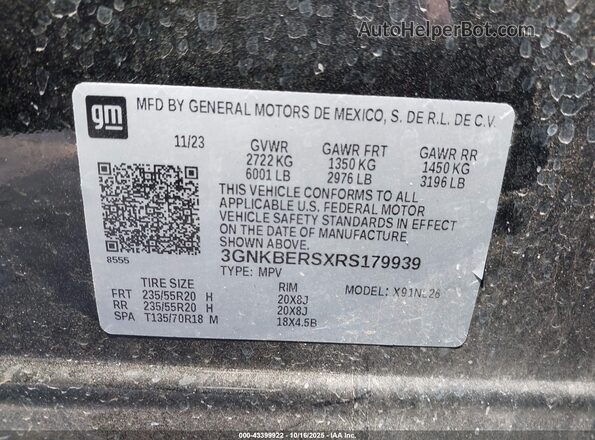 3GNKBERSXRS179939 2024 CHEVROLET BLAZER Black Widok komory silnika