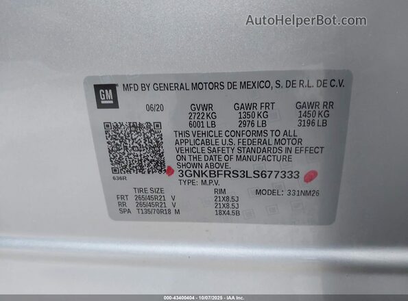 3GNKBFRS3LS677333 2020 CHEVROLET BLAZER Black ძრავის განყოფილების ხედი