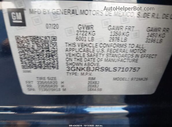 3GNKBJRS9LS710757 2020 CHEVROLET BLAZER Black Engine compartment view