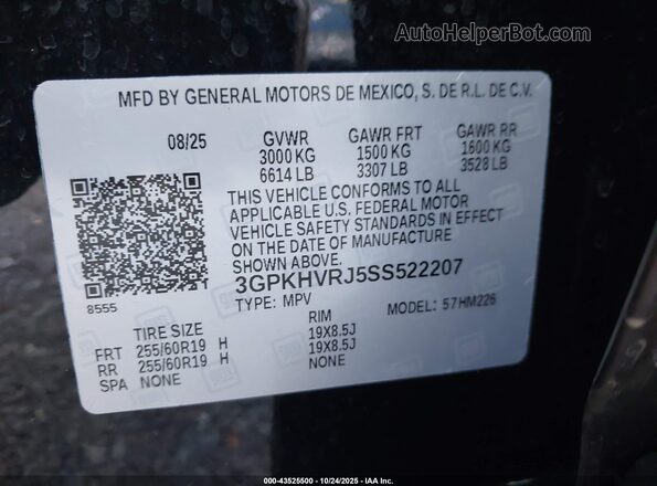 3GPKHVRJ5SS522207 2025 HONDA PROLOGUE Black Vista del compartimento del motor