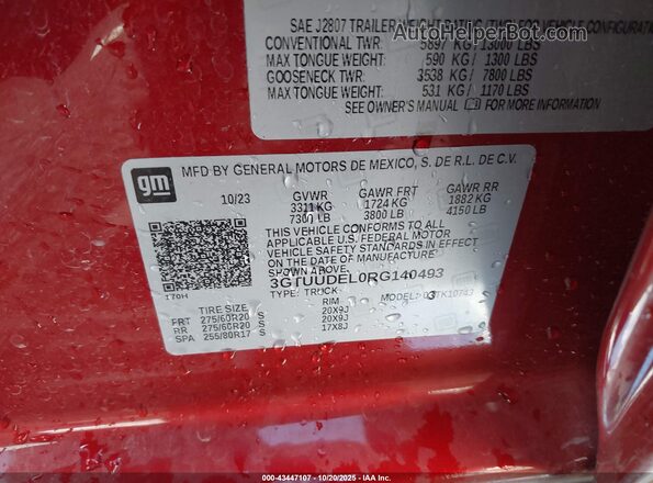 3GTUUDEL0RG140493 2024 GMC SIERRA Red Vista del compartimento del motor