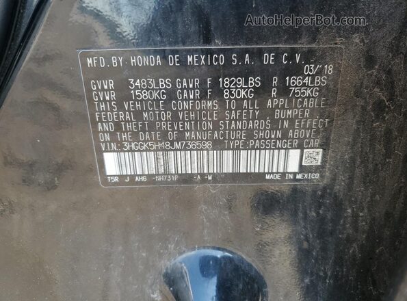 3HGGK5H48JM736598 2018 HONDA FIT Черный 