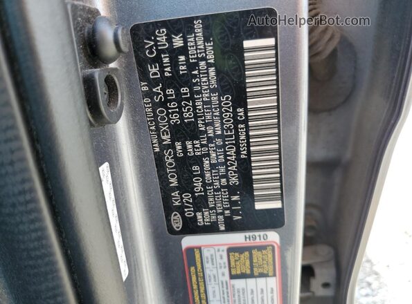 3KPA24AD1LE309205 2020 KIA RIO Gray Engine compartment view