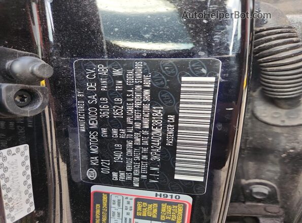 3KPA24AD2ME381841 2021 KIA RIO Черный Вид подкапотного пространства