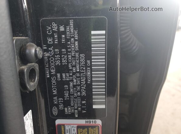 3KPA24AD7LE276808 2020 KIA RIO Black ძრავის განყოფილების ხედი