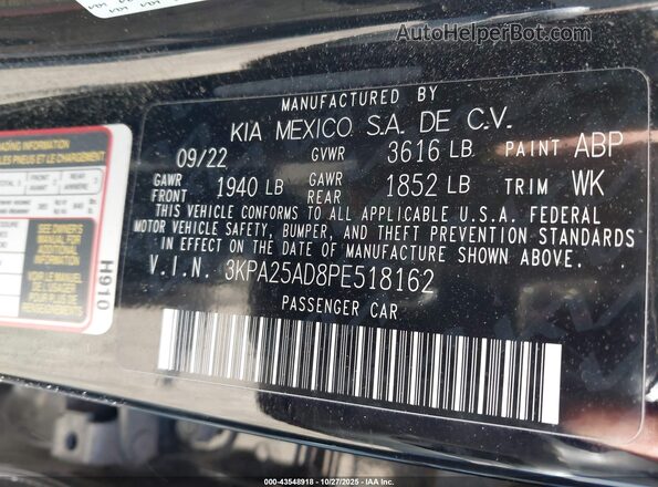 3KPA25AD8PE518162 2023 KIA RIO 5-DOOR Black 