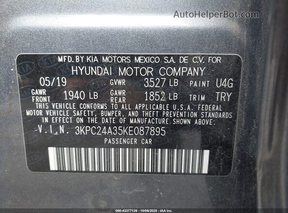 3KPC24A35KE087895 2019 HYUNDAI ACCENT Blue 