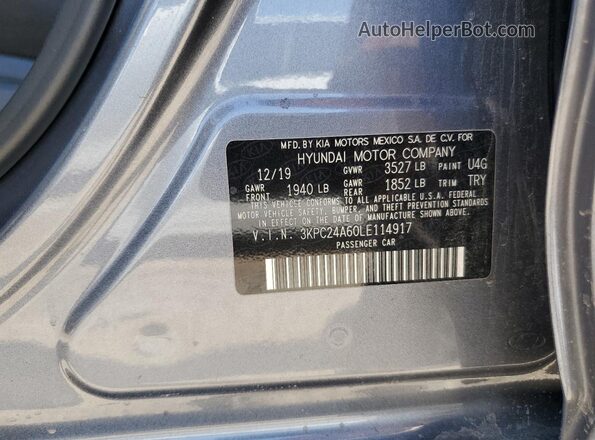 3KPC24A60LE114917 2020 HYUNDAI ACCENT Silver Вид підкапотного простору