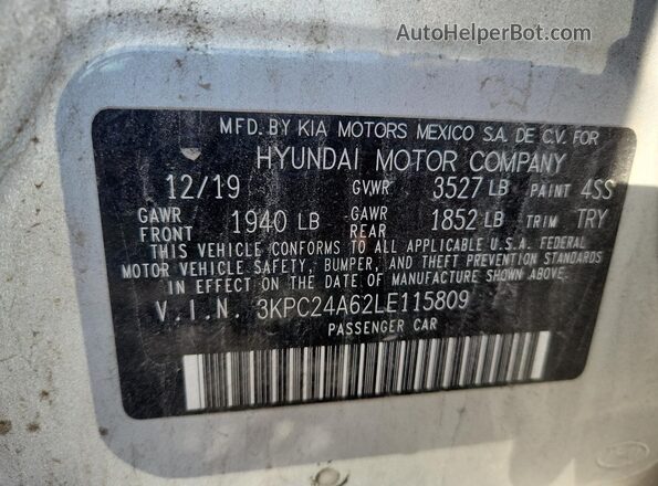 3KPC24A62LE115809 2020 HYUNDAI ACCENT Silver Շարժիչի բաժամունքի տեսք