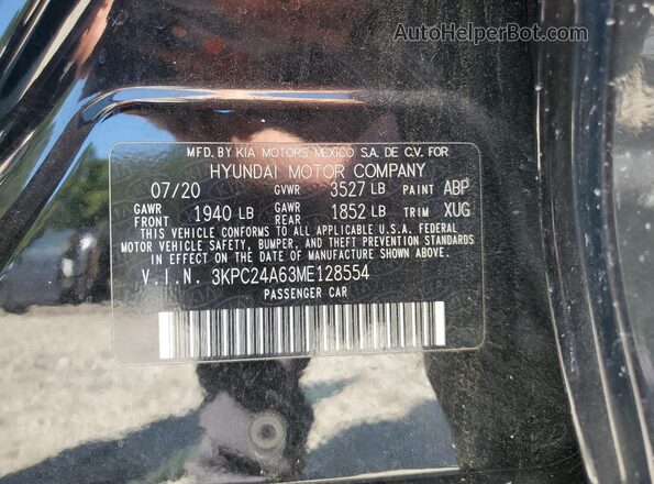3KPC24A63ME128554 2021 HYUNDAI ACCENT Black ძრავის განყოფილების ხედი