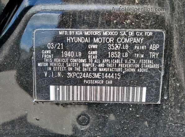 3KPC24A63ME144415 2021 HYUNDAI ACCENT Black VIN sticker view