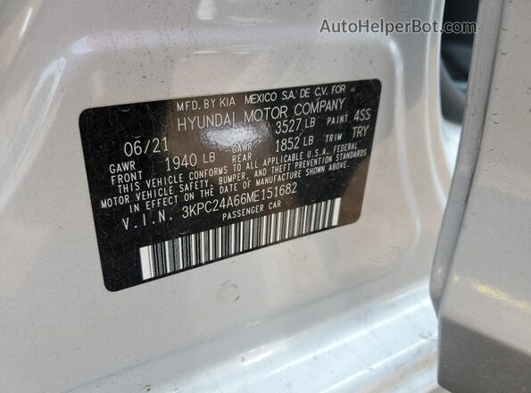 3KPC24A66ME151682 2021 HYUNDAI ACCENT Silver Շարժիչի բաժամունքի տեսք