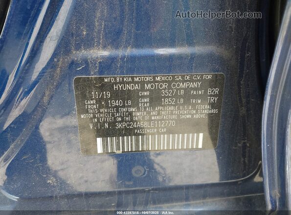 3KPC24A68LE112770 2020 HYUNDAI ACCENT Blue ძრავის განყოფილების ხედი