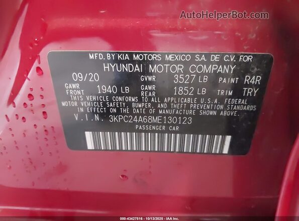 3KPC24A68ME130123 2021 HYUNDAI ACCENT Red Widok komory silnika