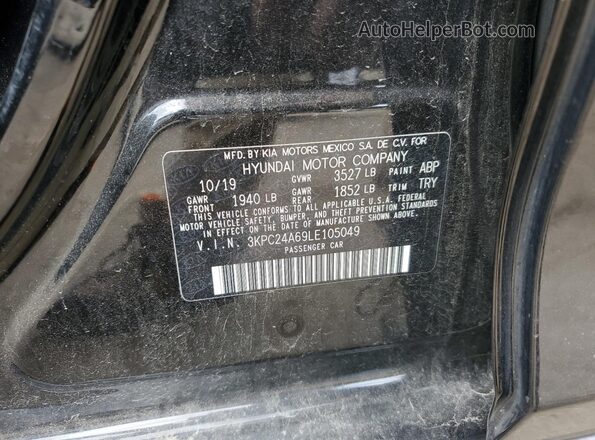 3KPC24A69LE105049 2020 HYUNDAI ACCENT Black Engine compartment view