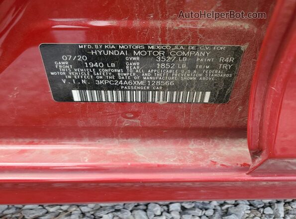 3KPC24A6XME128566 2021 HYUNDAI ACCENT Red Вид підкапотного простору