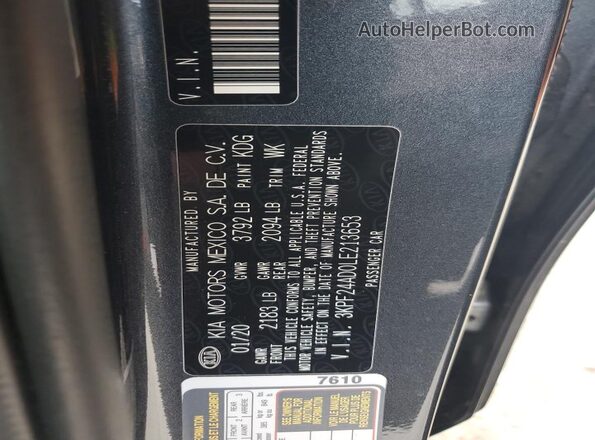 3KPF24AD0LE213653 2020 KIA FORTE Серый Вид подкапотного пространства