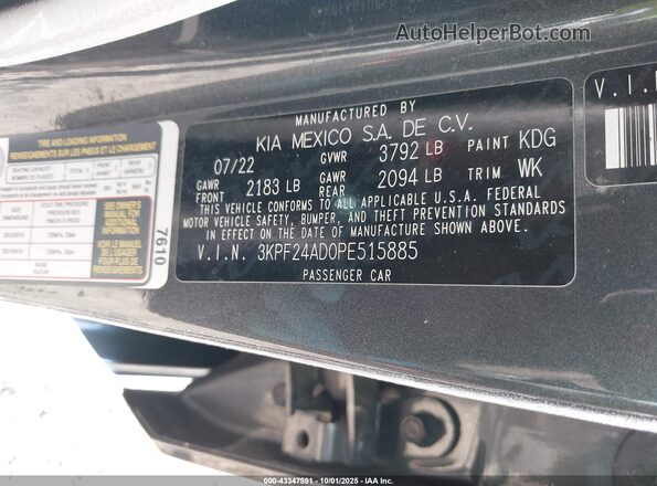 3KPF24AD0PE515885 2023 KIA FORTE Gray Widok komory silnika