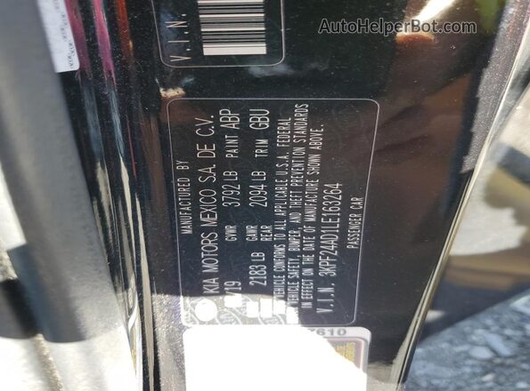 3KPF24AD1LE163264 2020 KIA FORTE Black VIN sticker view