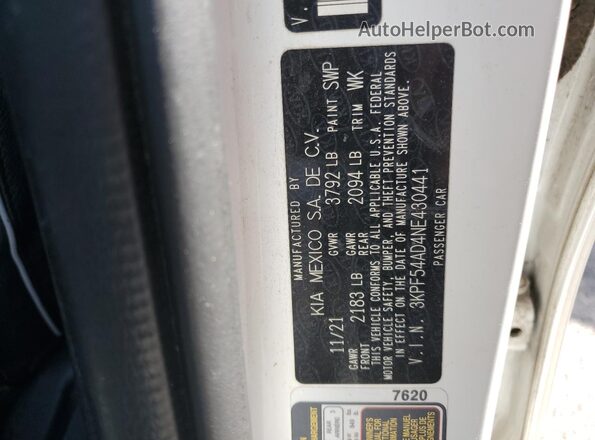 3KPF54AD4NE430441 2022 KIA FORTE Белый Вид подкапотного пространства