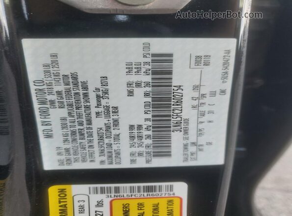 3LN6L5FC2LR602754 2020 LINCOLN MKZ Black Engine compartment view