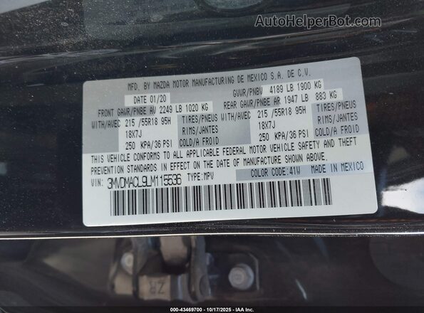 3MVDMACL9LM115536 2020 MAZDA CX-30 Black Engine compartment view