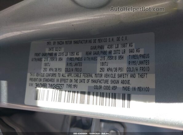 3MVDMBBL7MM245937 2021 MAZDA CX-30 Silver Շարժիչի բաժամունքի տեսք