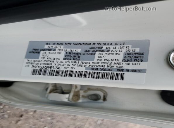 3MVDMBBM2PM581640 2023 MAZDA CX-30 White Widok naklejki z numerem VIN