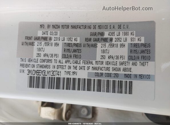 3MVDMBEM3LM130741 2020 MAZDA CX-30 White Engine compartment view