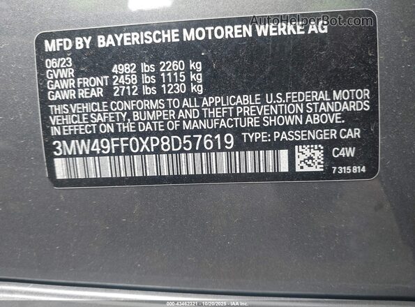 3MW49FF0XP8D57619 2023 BMW 3 SERIES Серебряный Вид подкапотного пространства