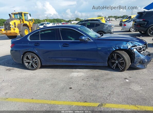 3MW5P7J01M8C07630 2021 BMW 3 SERIES Blue Instrument cluster view