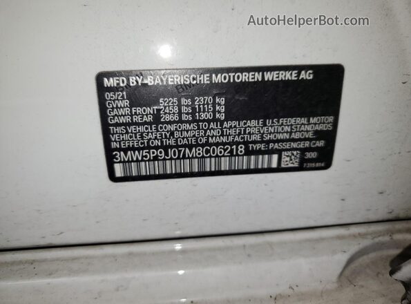 3MW5P9J07M8C06218 2021 BMW 3 SERIES White Engine compartment view