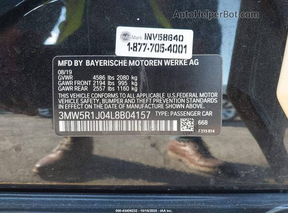 3MW5R1J04L8B04157 2020 BMW 3 SERIES Green Engine compartment view