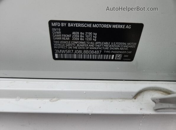 3MW5R7J08L8B08487 2020 BMW 3 SERIES White Widok komory silnika