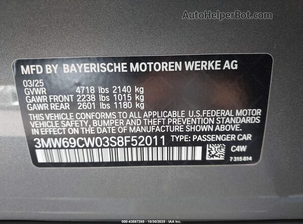 3MW69CW03S8F52011 2025 BMW 3 SERIES Серый Вид подкапотного пространства