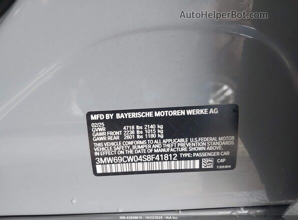 3MW69CW04S8F41812 2025 BMW 3 SERIES Серый Вид подкапотного пространства