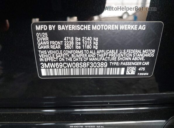 3MW69CW08S8F30389 2025 BMW 3 SERIES Black Вид підкапотного простору