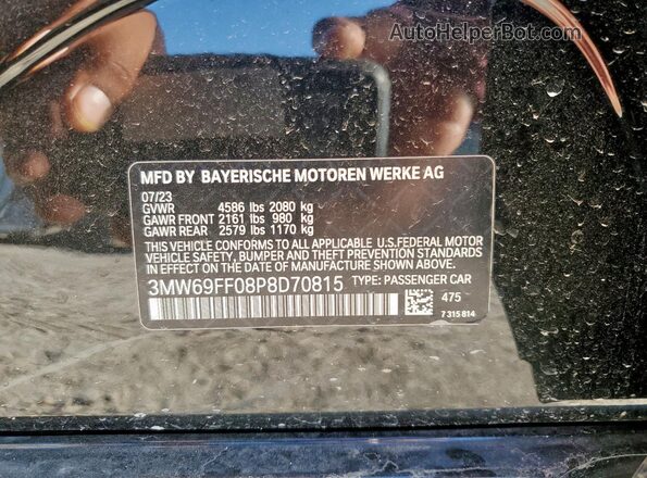 3MW69FF08P8D70815 2023 BMW 3 SERIES Black Engine compartment view