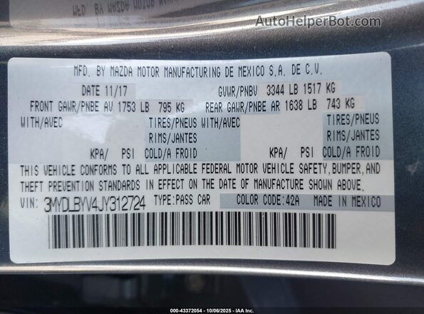 3MYDLBYV4JY312724 2018 TOYOTA YARIS IA Gray Вид підкапотного простору
