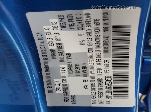 3MYDLBYV6KY520606 2019 TOYOTA YARIS Blue Вид підкапотного простору