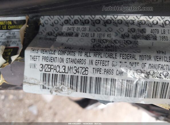 3MZBPACL3LM134726 2020 MAZDA 3 Gray Вид підкапотного простору