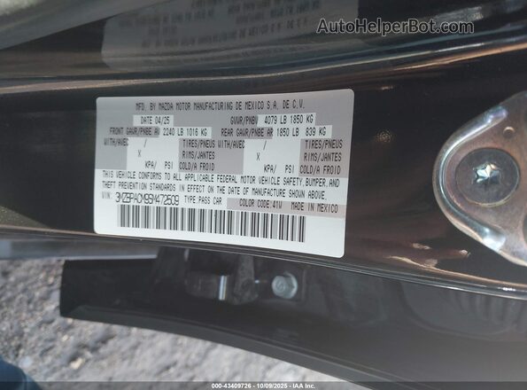 3MZBPACM9SM472509 2025 MAZDA 3 Black ძრავის განყოფილების ხედი