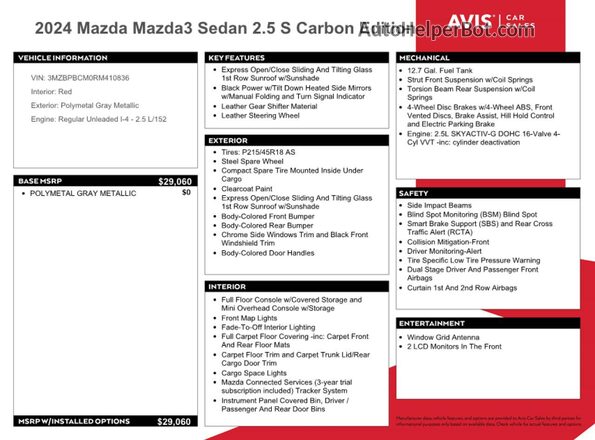 3MZBPBCM0RM410836 2024 MAZDA 3 Gray ძრავის განყოფილების ხედი