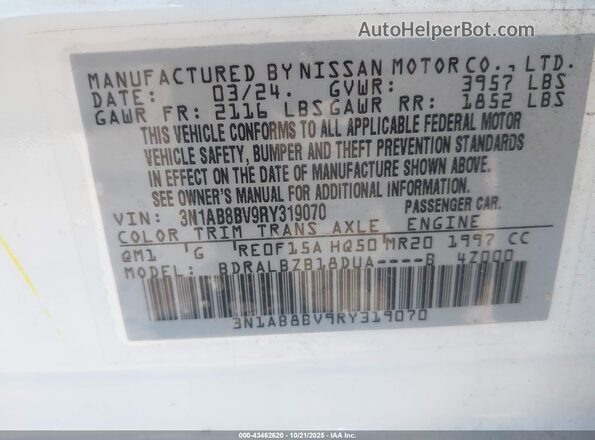 3N1AB8BV9RY319070 2024 NISSAN SENTRA White Engine compartment view