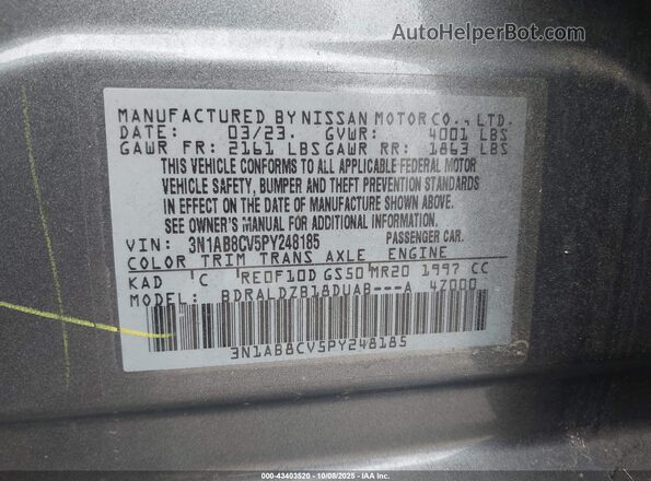 3N1AB8CV5PY248185 2023 NISSAN SENTRA Gray 
